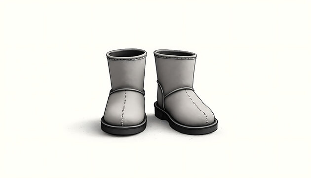 Classic valenki, minimalist style, on white background, showcasing footwear design