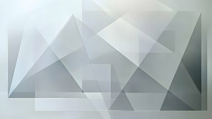 Fototapeta premium Minimalistic abstract art with overlapping translucent triangles in shades of gray forming a balanced and clean composition