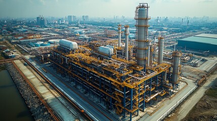 Obraz premium Aerial View of a Modern Petrochemical Refinery Complex
