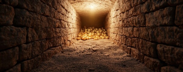 Excavation of buried archaeological treasures in visatuk underground chamber illuminated discovery gigapixel standard