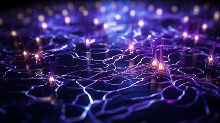 Vibrant network of glowing connections in a futuristic digital landscape. Generative AI