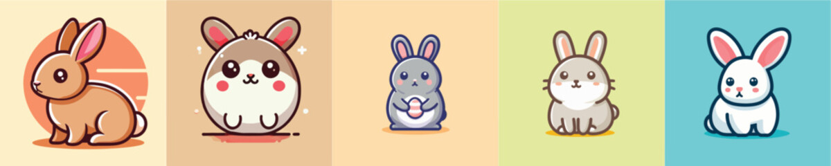 Vector collection of cute little rabbits