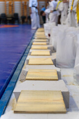 Young Kyokushin fighters demonstrate their strength and skill