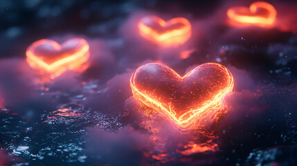Fototapeta premium Vibrant hearts dark close-up