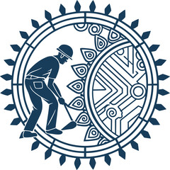 technological-mandala coiled-snakes-forming-symmetrical -mandala An intricate mandala with symmetrical patterns, perfect for art, décor, and meditation projects