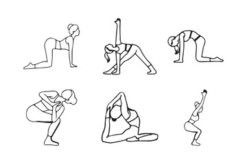 Minimalist Yoga Pose Illustrations for Wellness and Fitness.