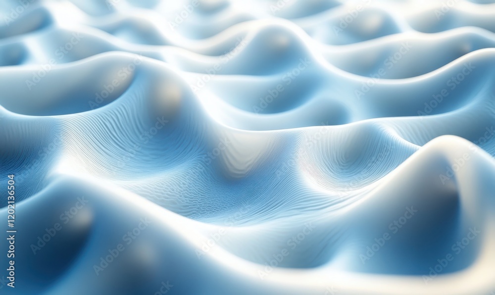 Poster abstract blue waves in soft texture with dynamic curves and fluid patterns creating a tranquil and c