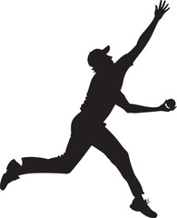 Cricket Player Silhouette design Dynamic Action Pose
