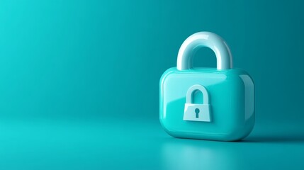 Cybersecurity  A Teal Padlock Icon Representing Digital Data Protection and Privacy