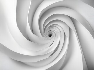 Fototapeta premium Abstract representation of a swirling spiral pattern in soft white tones, conveying depth and movement, perfect for backgrounds or artistic projects in design and creativity.