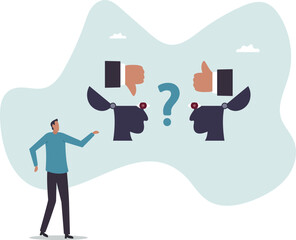 Perception process to interpret information, though or opinion depend on personality or perspective, difference bias or illusion .business concept.flat character.