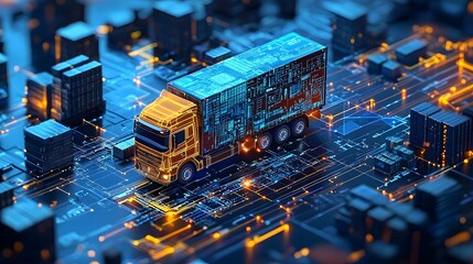 Obraz premium AI Powered Supply Chain Management Seamless Delivery and Transportation Solutions for Optimized Logistics Increased Efficiency and Improved Business