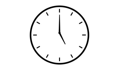5 o clock isolated transparent vector icon symbol, clock icon, 