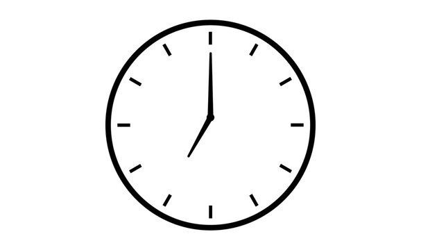 7 o clock isolated transparent vector icon symbol, clock icon, 