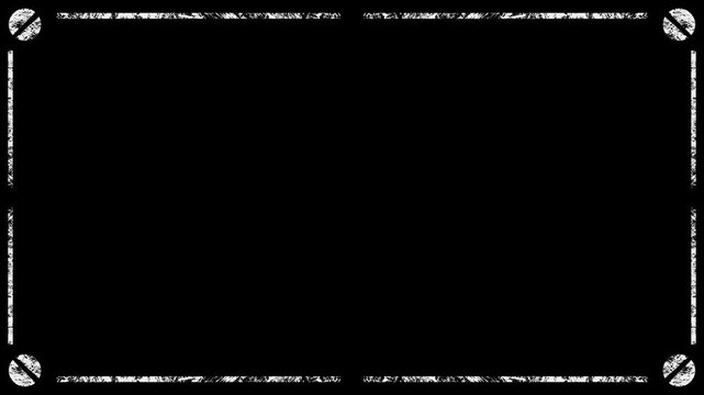 white grunge border frame on black background video