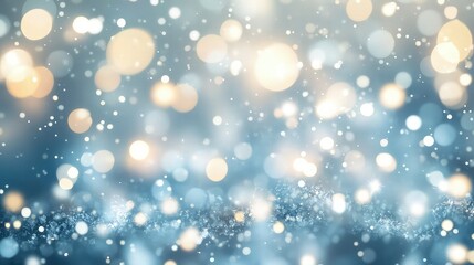 Obraz premium An abstract background filled with delicate, sparkling bokeh lights in shades of icy blue and white, softly blurred to evoke a frosty, wintry celebration. 