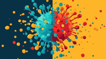 Contagion flat design top view pandemic awareness theme animation Split-complementary color scheme. 