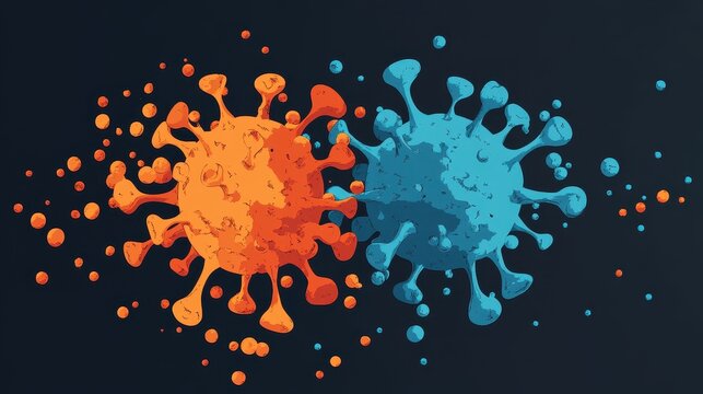 Contagion flat design top view pandemic awareness theme animation Split-complementary color scheme. 