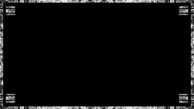white grunge border frame on black background video