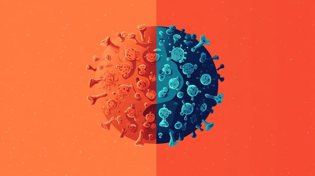 Contagion flat design top view pandemic awareness theme animation Split-complementary color scheme. 
