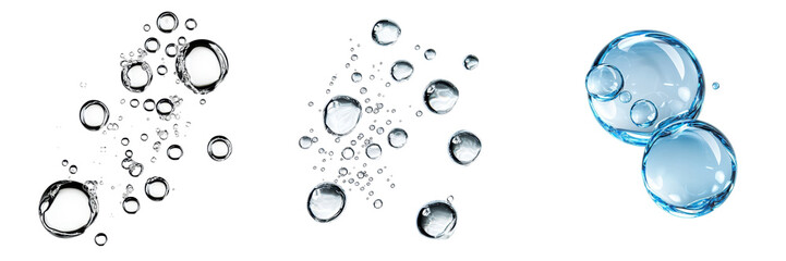 Various Sizes of Transparent Bubbles on a Black Background