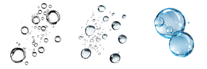 Various Sizes of Transparent Bubbles on a Black Background