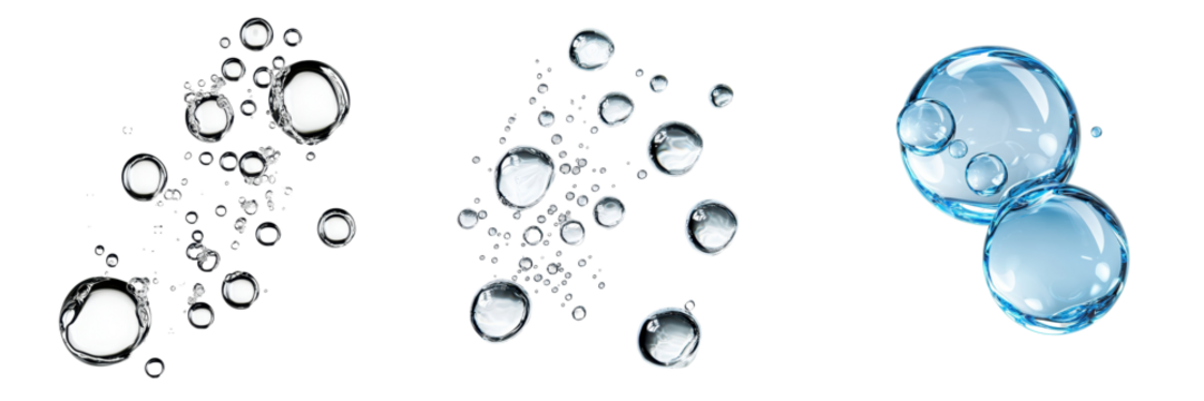 Various Sizes of Transparent Bubbles on a Black Background