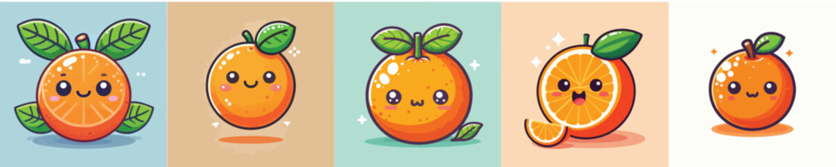 Collection of cute orange animated vectors