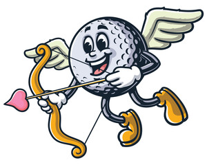 Golf Ball with Cupid style,   Cartoon Character Mascot Illustration Vector Clip-art Hand-drawn Logo Design