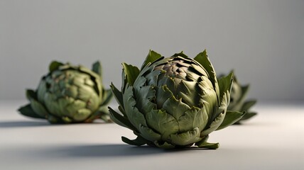 Obraz premium Photorealistic Artichoke Macro, Gourmet Still Life with Soft Lighting V8