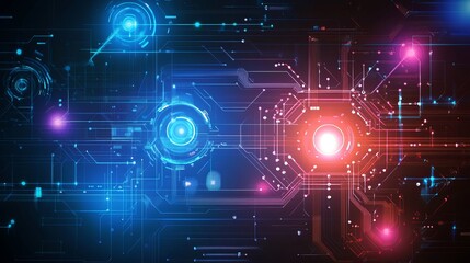 Fototapeta premium Abstract Tech Background with Glowing Circuit Board Design