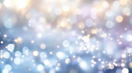 Obraz premium Soft blue and white bokeh background filled with sparkling light dots creating a magical.