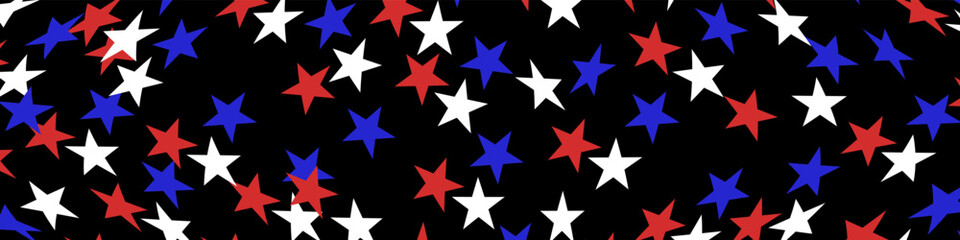 4th of July stardust scatter. American Independence Day stars background. Red blue stars confetti in USA flag colors for Independence Day. Vector EPS10