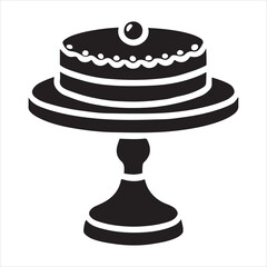 Cake Stand flat icon silhouette on white background
