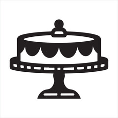 Cake Stand flat icon silhouette on white background
