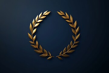 Gold labels award with laurel wreath on dark background.