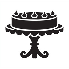 Cake Stand flat icon silhouette on white background
