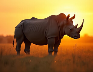 Fototapeta premium rhino in sunset