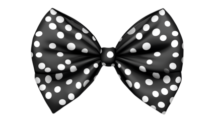 Polka dot bow isolated on transparent PNG.