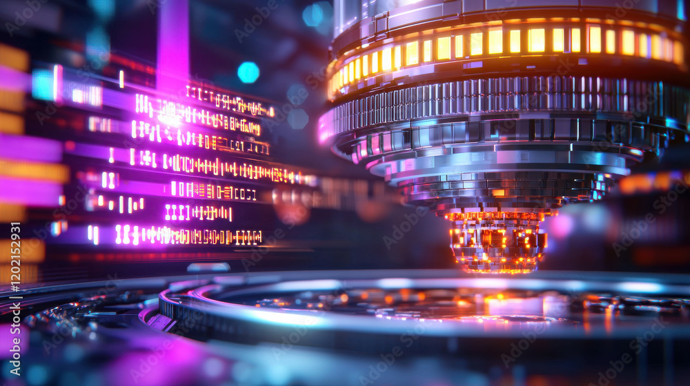 Poster high tech 3d model showcasing advanced medical technology with vibrant colors and intricate details,