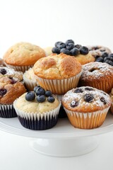 White Plate with Muffins and Blueberries