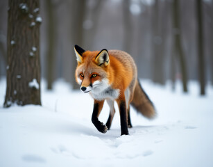 Fototapeta premium red fox in snow