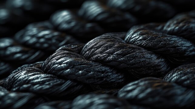 Close-up of black ropes