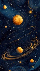 Obraz premium Vibrant Cosmic Exploration of Planets and Stars in the Deep Universe