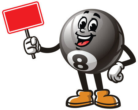 recommend clip art: Billiard Ball with blank sign board,         Cartoon Character Mascot Illustration Vector Clip-art Hand-drawn Logo Design