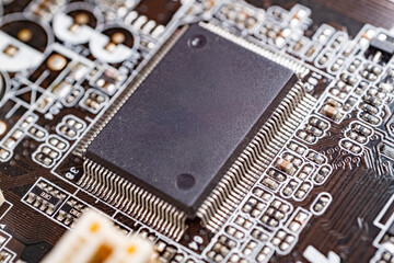 High-Resolution Close-Up of a Computer Motherboard