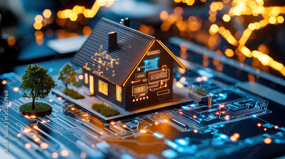 Fototapete beautifully styled render of 3d smart home concept showcasing modern technology and design. intricat