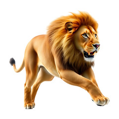 Obraz premium Powerful Lion in a Dynamic Leap Pose on transparent background 