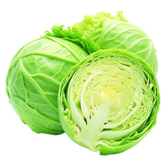 Fototapeta premium Fresh Head and Sectioned Cabbage Ready for Culinary Use