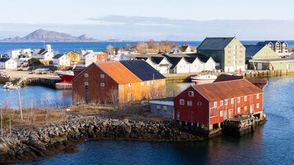 Obraz premium Landscape view of Svolvaer fishing village at Lofoten islands, Norway